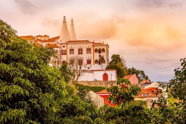 Sintra, Portugal oude stad op Nationaal Paleis Sintra. — Stockfoto