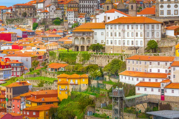 Porto Portugal Cidade Velha Ribeira Vista Aérea Com Casas Tradicionais — Fotografia de Stock