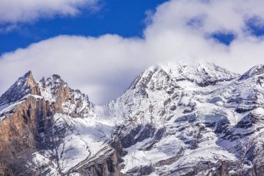 İsviçre, İsviçre Alpleri 'nin panoramik manzarası kar dağları, Jungfraujoch, kayak merkezi, Bernese Oberland