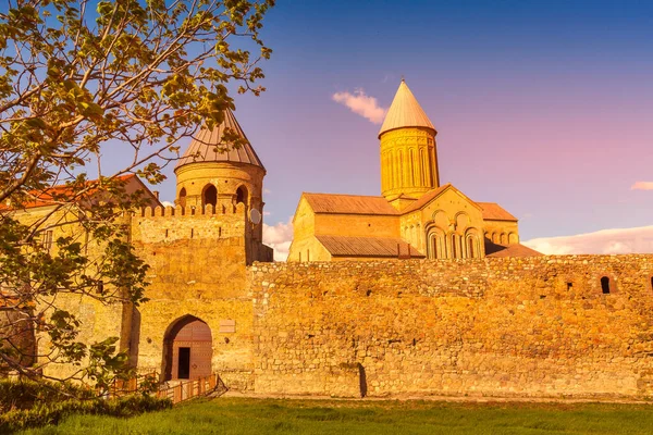 Panorama Del Atardecer Del Monasterio Ortodoxo Oriental Georgiano Alaverdi Región —  Fotos de Stock