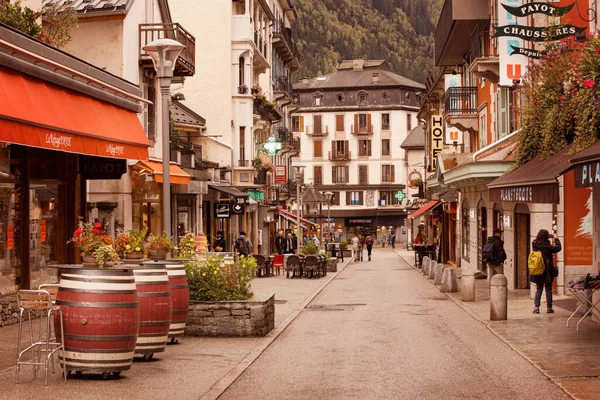 Chamonix Mont Blanc França Outubro 2019 Vista Rua Centro Famoso — Fotografia de Stock