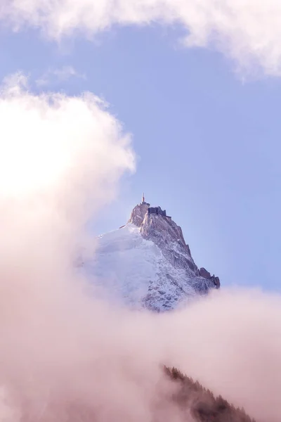 Фантастичний Вечірній Сніговий Ландшафт Гір French Alps Aiguille Midi Chamonix — стокове фото