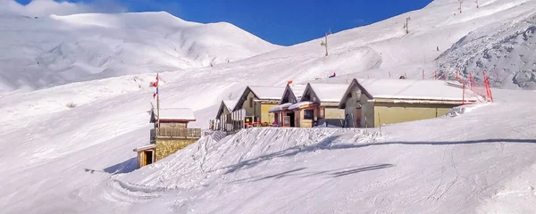 Winter banner, French Alps, chalet, France — Stock Photo, Image