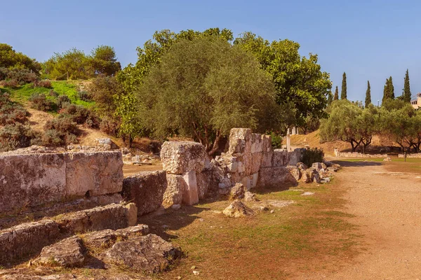 Athens Greece Remains Ancient Kerameikos Quarter Stone Ruins — Stock Photo, Image