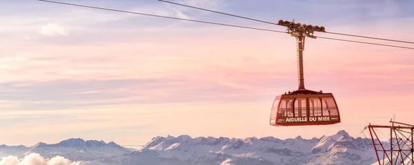 Chamonix Mont Blanc France January 2015 Cable Car Cabin Aiguille — стокове фото