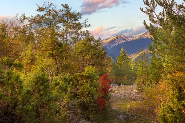 Bansko Bulgarien Herbstpanorama Hintergrund Mit Pirin Gipfeln — Stockfoto