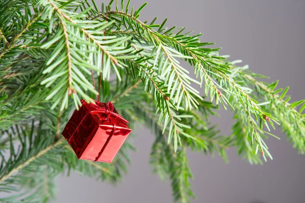 Christmas tree red box decoration — Stock Photo, Image