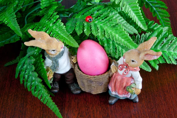 Rabbits and Easter eggs — Stock Photo, Image