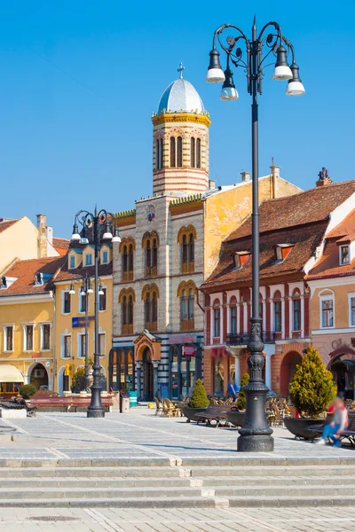 Orthodox Church at Piata Sfatului- the center of Brasov — Stock Photo, Image