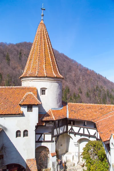 Vista de la parte interior del Castillo de Bran, Rumania, conocida por la historia de Drácula —  Fotos de Stock