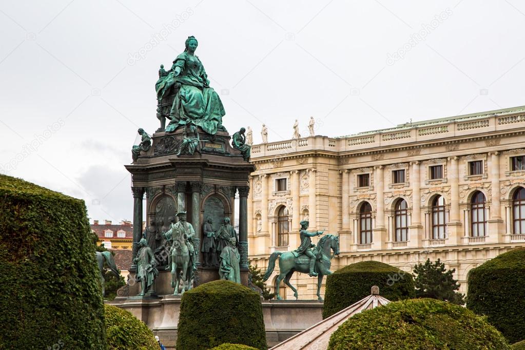 Fine Arts Museum and  statue depicting Empress Maria Theresa in Vienna