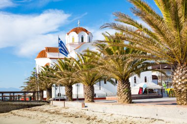 Greek orthodox Church in Paralia Katerini beach, Greece clipart