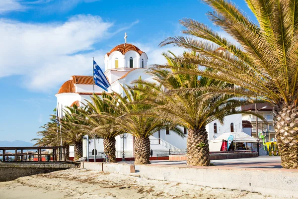 Greek orthodox Church in Paralia Katerini beach, Greece — Stock Photo, Image