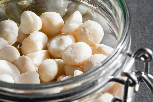 Macro Macadamia Nuts  in the jar — Stock Photo, Image