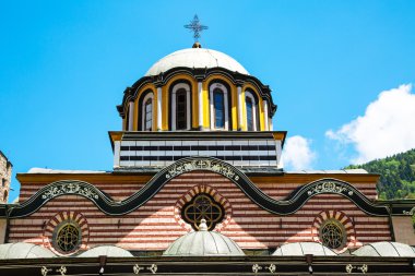 Partial view of church in famous Rila Monastery, Bulgaria clipart