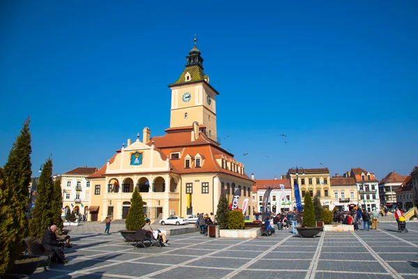 Council Square or Piata Sfatului in downtown of Brasov, Romania. — Stock Photo, Image