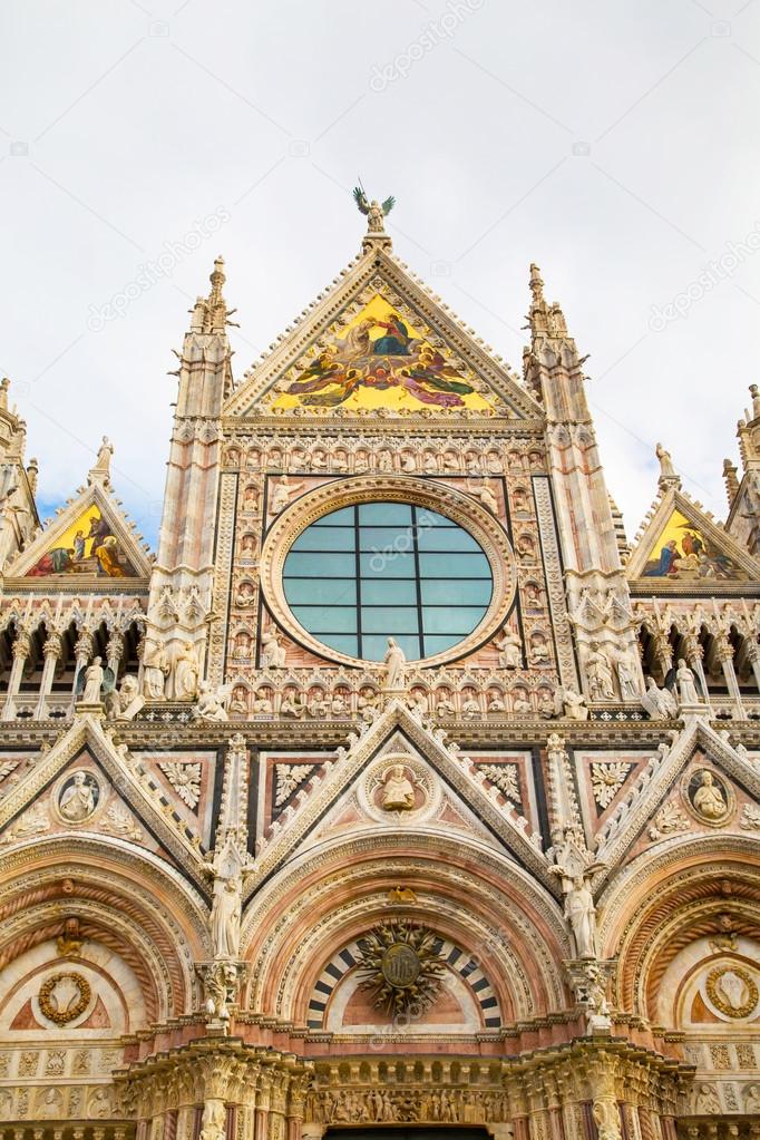 Partial facade view  of Siena Cathedral,  Italy 