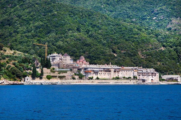 Seaview van Xenophontos klooster in Mount Athos, Griekenland — Stockfoto