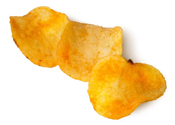 A burgonya chips, egy sorban három darab — Stock Fotó