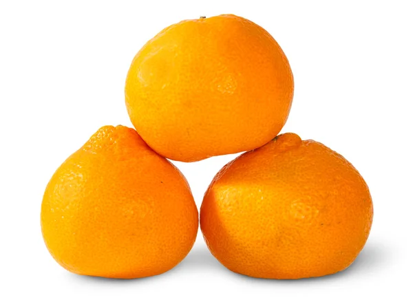 Pyramid Of Three Ripe Tangerines — Stock Photo, Image