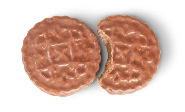 Inteiro e mordido fora chocolate cookies mentira em seguida — Fotografia de Stock