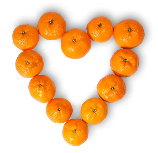 Heart-Shaped Group Of Tangerines — Stock Photo, Image