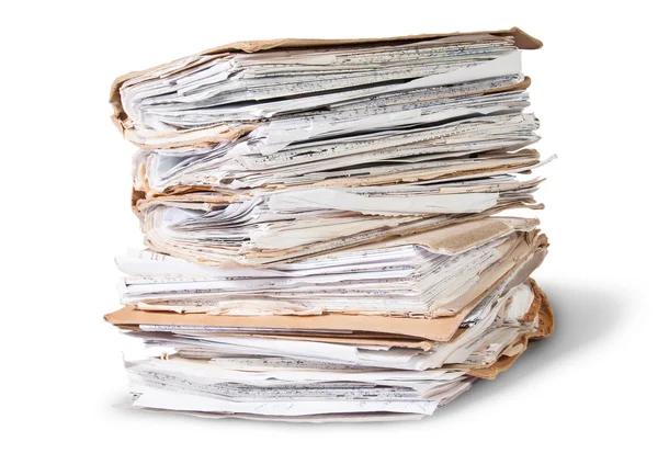 Old Files Stacking Up In A Messy Order Rotated — Stock Photo, Image