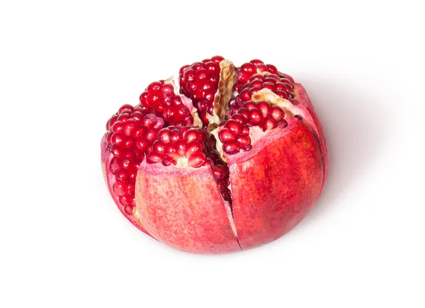Broken Bright Ripe Delicious Juicy Pomegranate Top View Rotated — Stock Photo, Image