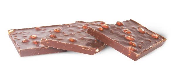 Több darab, sötét csokoládé mogyoró — Stock Fotó