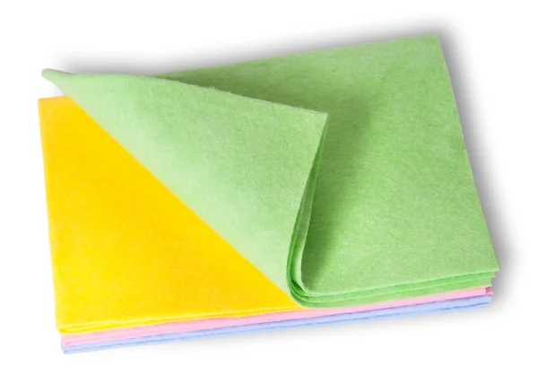 Multicolored cleaning cloths folded on top — Stock Photo, Image