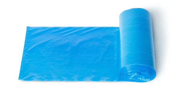 青のビニール製のゴミ袋の上面のロール — ストック写真