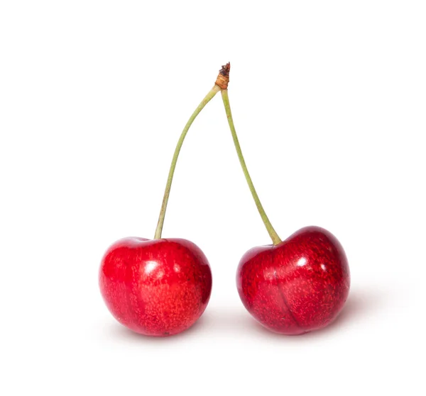Dos cerezas dulces jugosas rojas — Foto de Stock