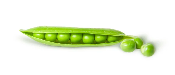 열린된 녹색 완두콩 깍 지와 완두콩 — 스톡 사진