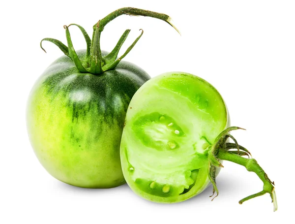 Hele en halve groene tomaten — Stockfoto