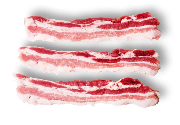 Three pieces of bacon on top view — Stock Photo, Image