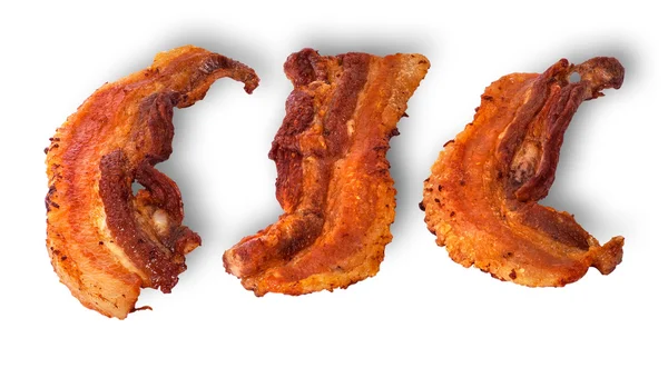 Slices of bacon grilled rotated — Stock Photo, Image