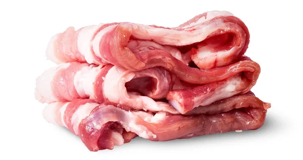 Bacon stroken gerangschikt in lagen — Stockfoto