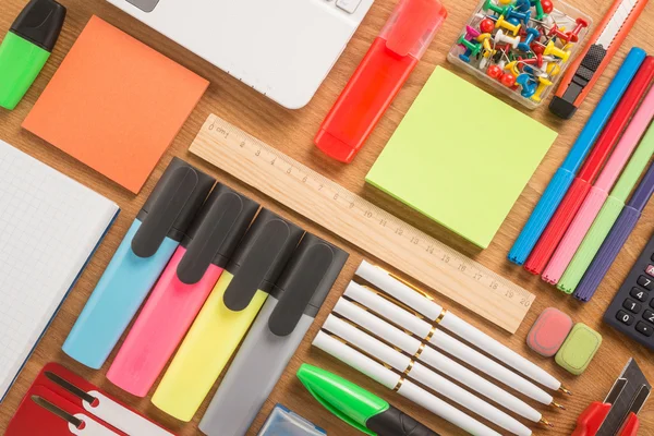 School office supplies on a desk — Stock Photo, Image