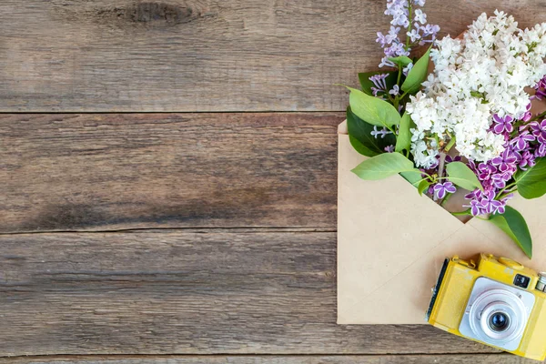 Весенние цветы в конверте — стоковое фото