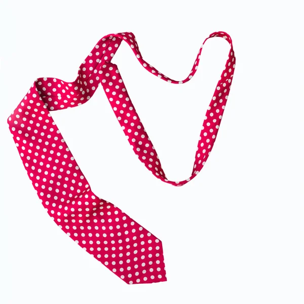 Coração vermelho feito de gravata sobre branco — Fotografia de Stock
