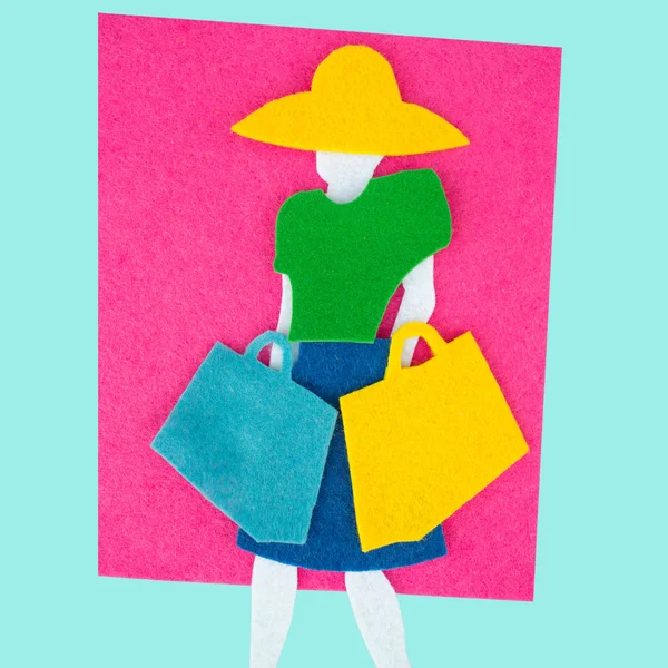 Våren eller sommaren shopping kvinna koncept — Stockfoto