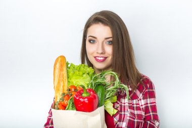 sebze ile güzel bir kadın