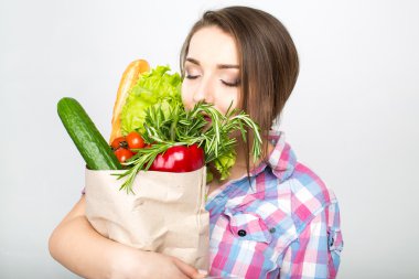 sebze ile güzel bir kadın