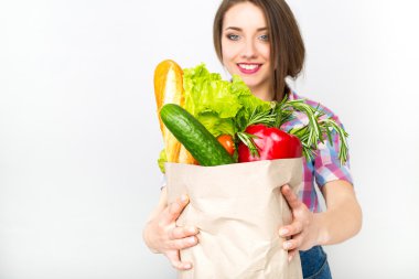 sebze ile güzel bir kadın