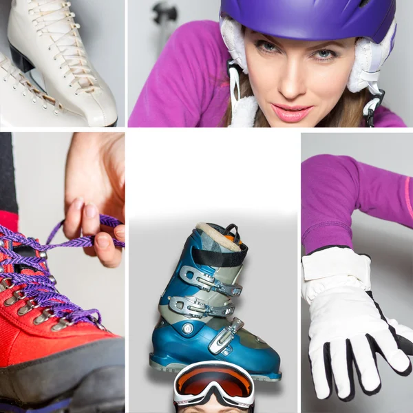 Vinter sport collage — Stockfoto