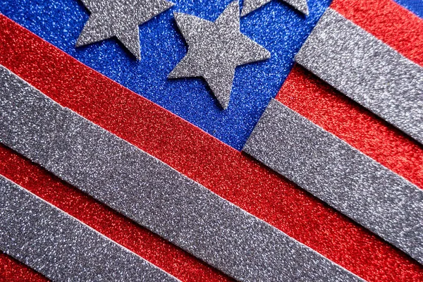 光沢のある紙で作られたグランジスタイルのアメリカ国旗 手作りアメリカ国旗デザイン — ストック写真