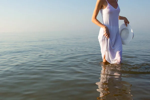 Beautiful Elegant Woman Sea — Stock Photo, Image