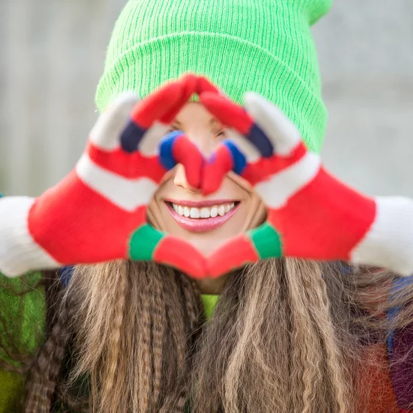 Gesto del cuore dito — Foto Stock