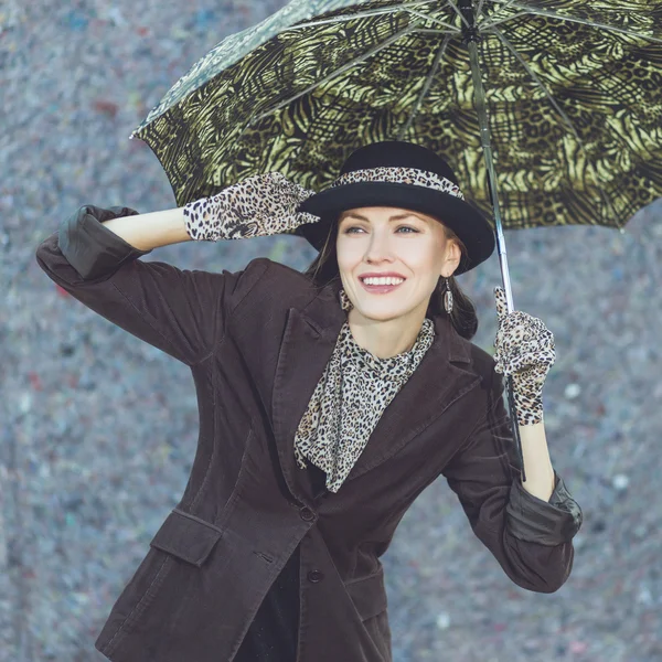 Young beautiful girl with umbrella — Stock Photo, Image