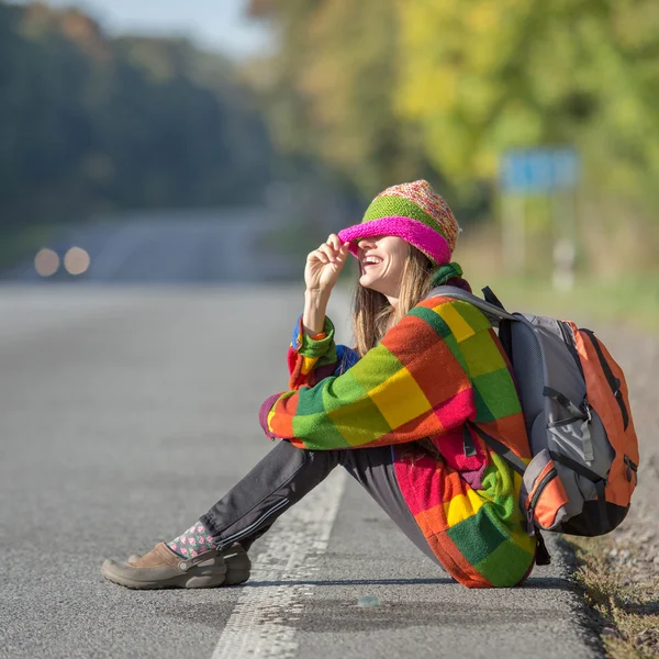 Autumn traveler woman — Stock Photo, Image